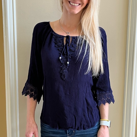 Daniel Rainn Tops - DANIEL RAINN  ANTHROPOLOGIE NAVY TOP